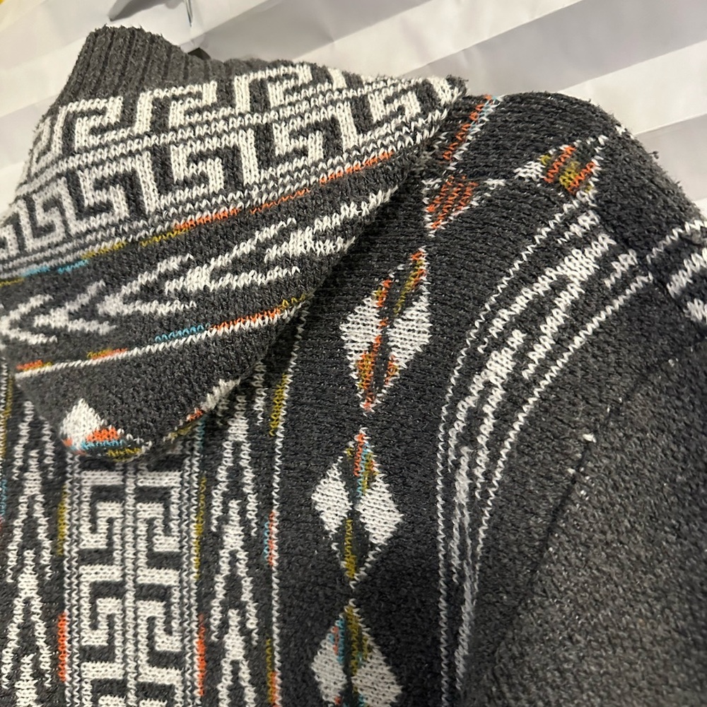 Aztec Pattern Long Sleeve Hooded Open Front Mid Length Sweater by NORTHERN ANGEL - Picture 5 of 7